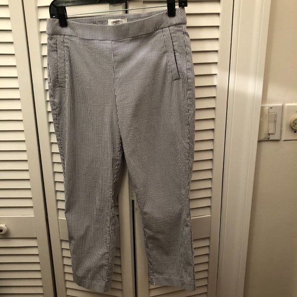 Elle Pants & Jumpsuits Elle Women Pull Up Blue White Cropped Striped Ankle Dress Pants M